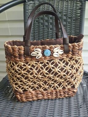 Nine West Brown and Tan Woven Mini  Bag